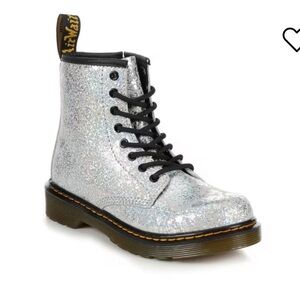 Brand new in box big girls Dr. Marten’s 1460 grey disco crinkle boot.